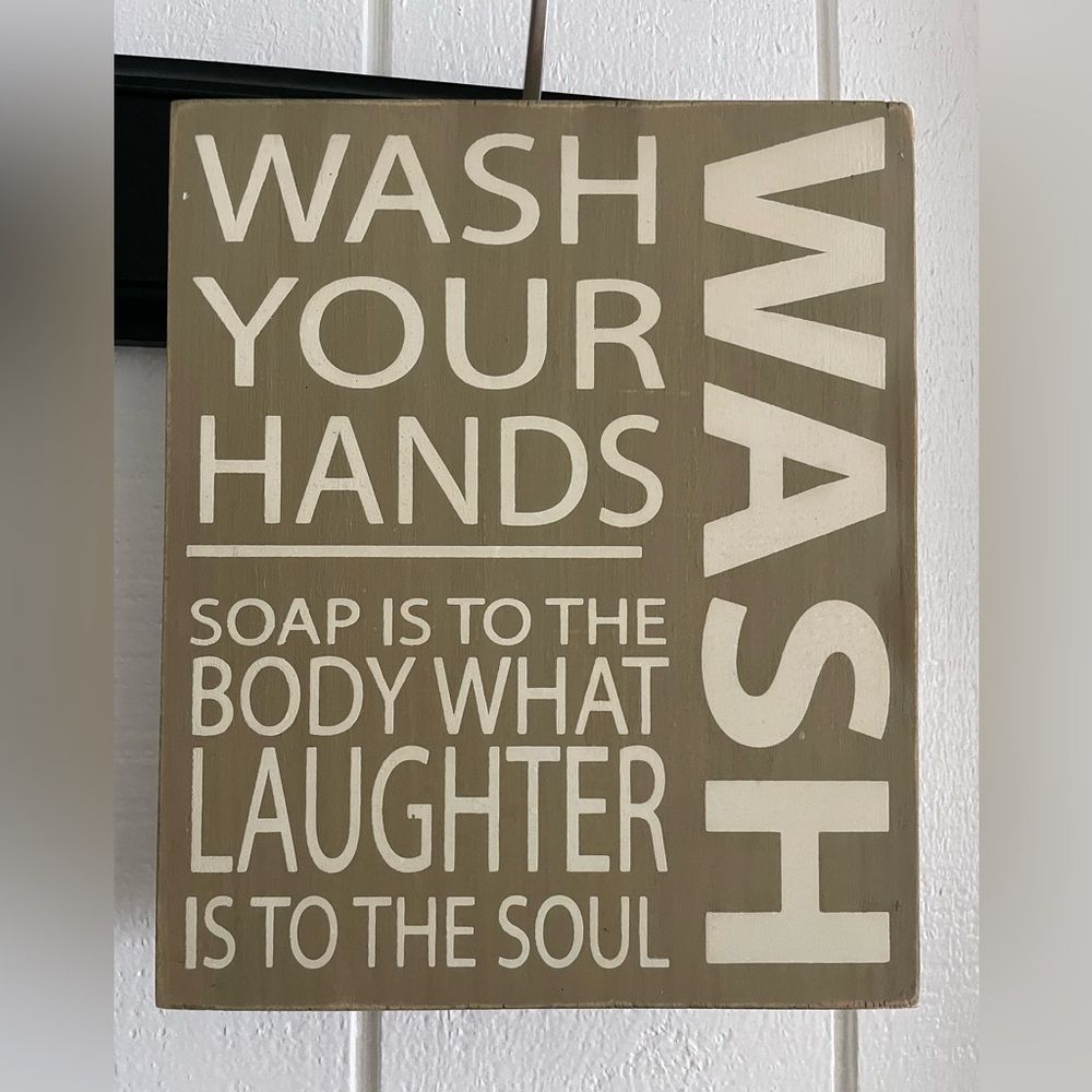 BATH DECOR Brown/ Beige Wash Your Hands Wooden Wall Sign